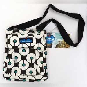 NWT Kavu Keeper Crossbody Purse Bag White Black Green Cotton